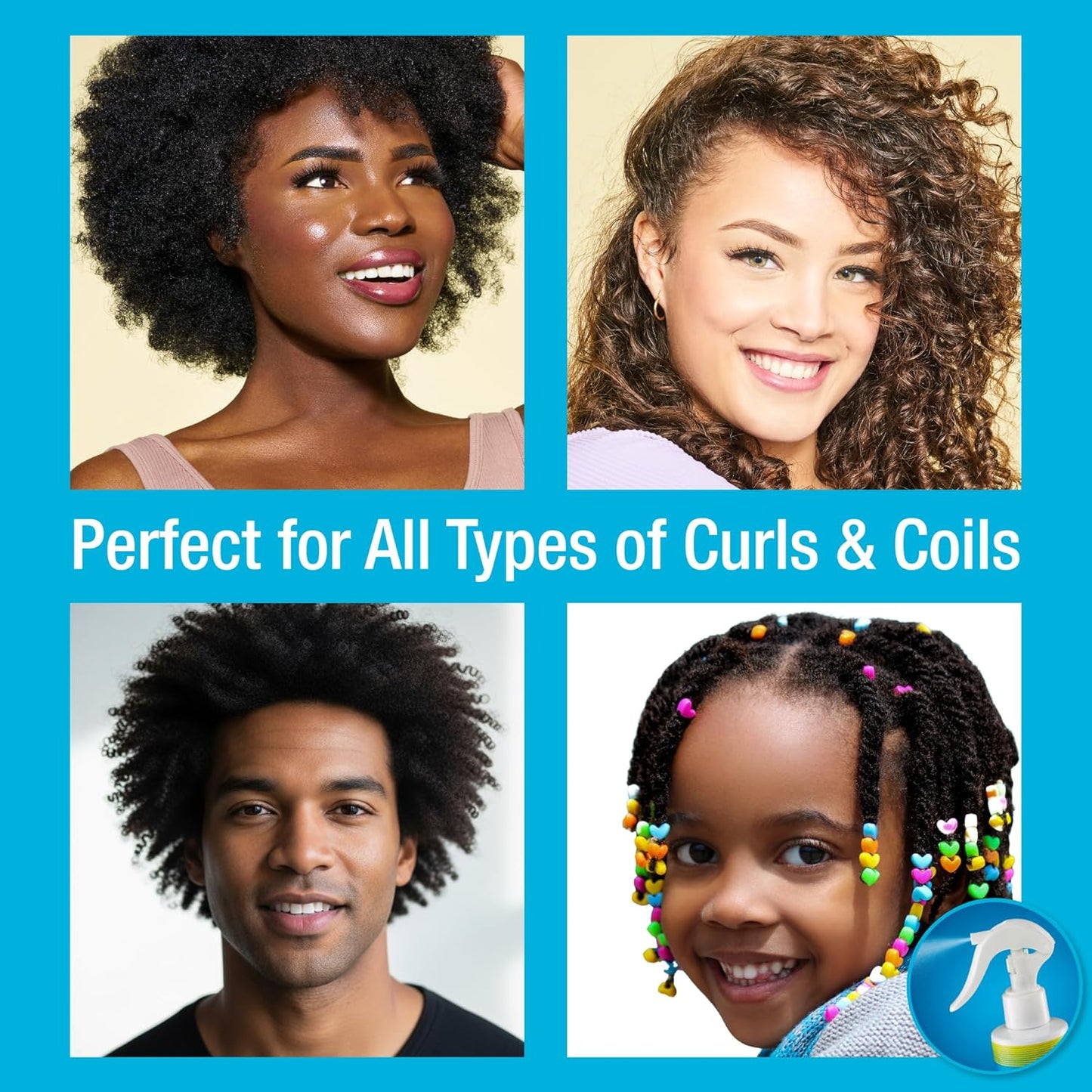 Curly Hair Detangler Spray - Natural Leave-In Conditioner for Kids & Adults | Softens Dry, Damaged Curly Hair - 8 fl oz