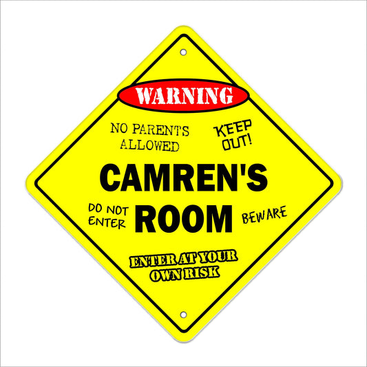 Camren's Room Sign Crossing Zone Xing | Indoor/Outdoor | 12" Tall Kids Bedroom Decor Door Children's Name boy Girl