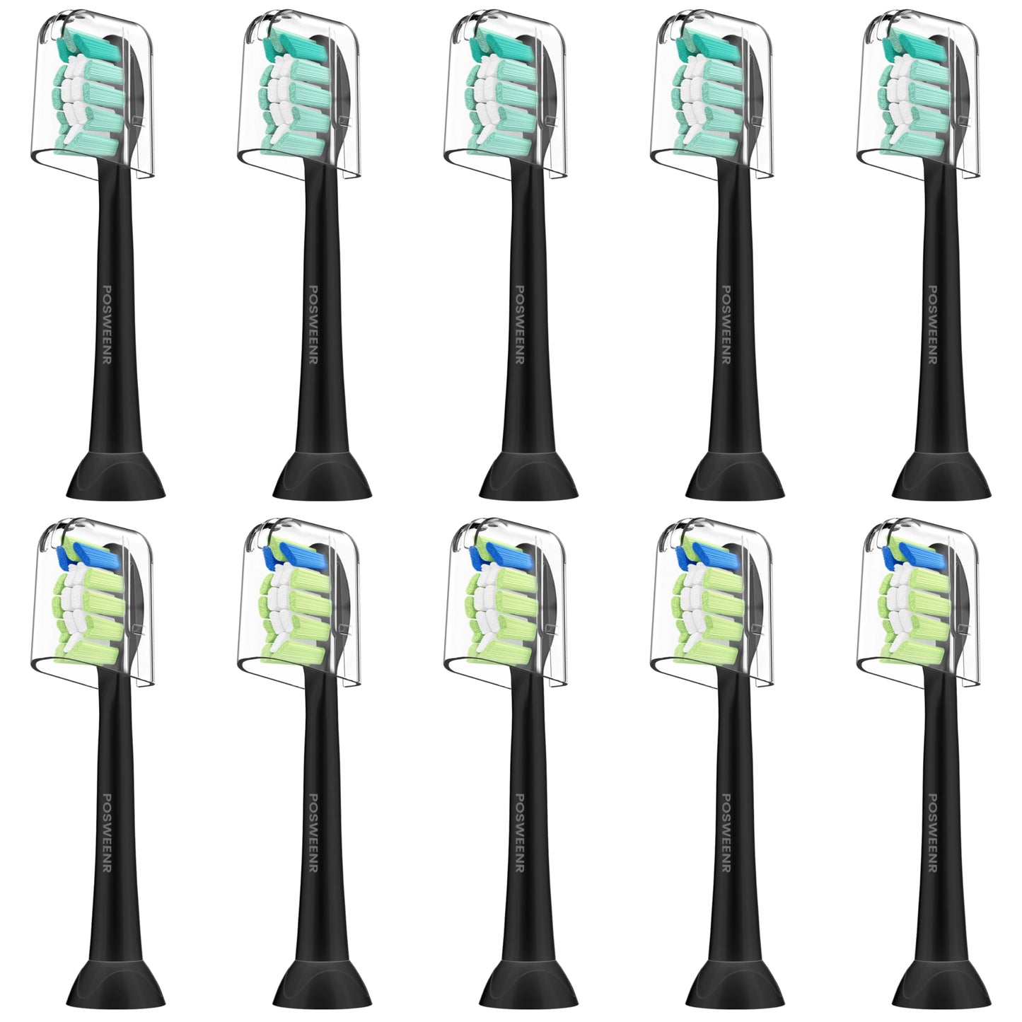 Replacement Toothbrush Heads Compatible with Philips Sonicare – Gentle & Effective Electric Tooth Brush Refill for Plaque Control, 10 Pack (Black)