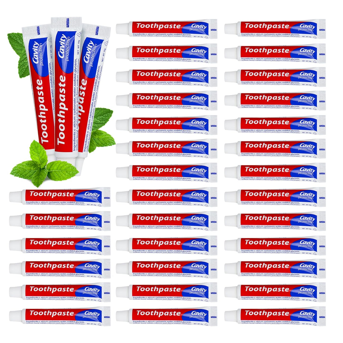 HOIQIRY 100 Tubes Extra Small Travel Size Toothpast Bulk,0.35 oz/10 Grams Mint Small Disposable Toothpaste 0.8x3.5 inches Single Use Bulk Toothpaste Travel Size for Hotel,Camping,Homeless,Guests