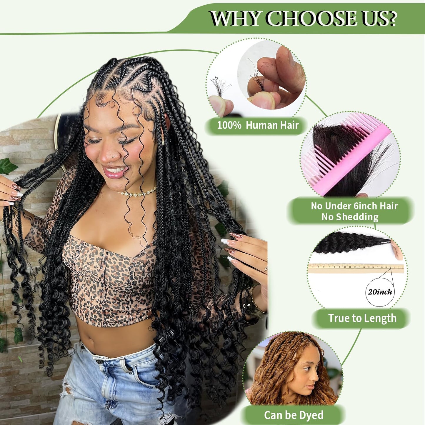 Human Braiding Hair for Boho Braids 120g 20 Inch 12A Deep Water Wave Bulk Human Hair Knotless Boho Braiding Curly 100% Virgin No Weft Extensions Bohemian Braids 3 Bundles/Pack Natural Color