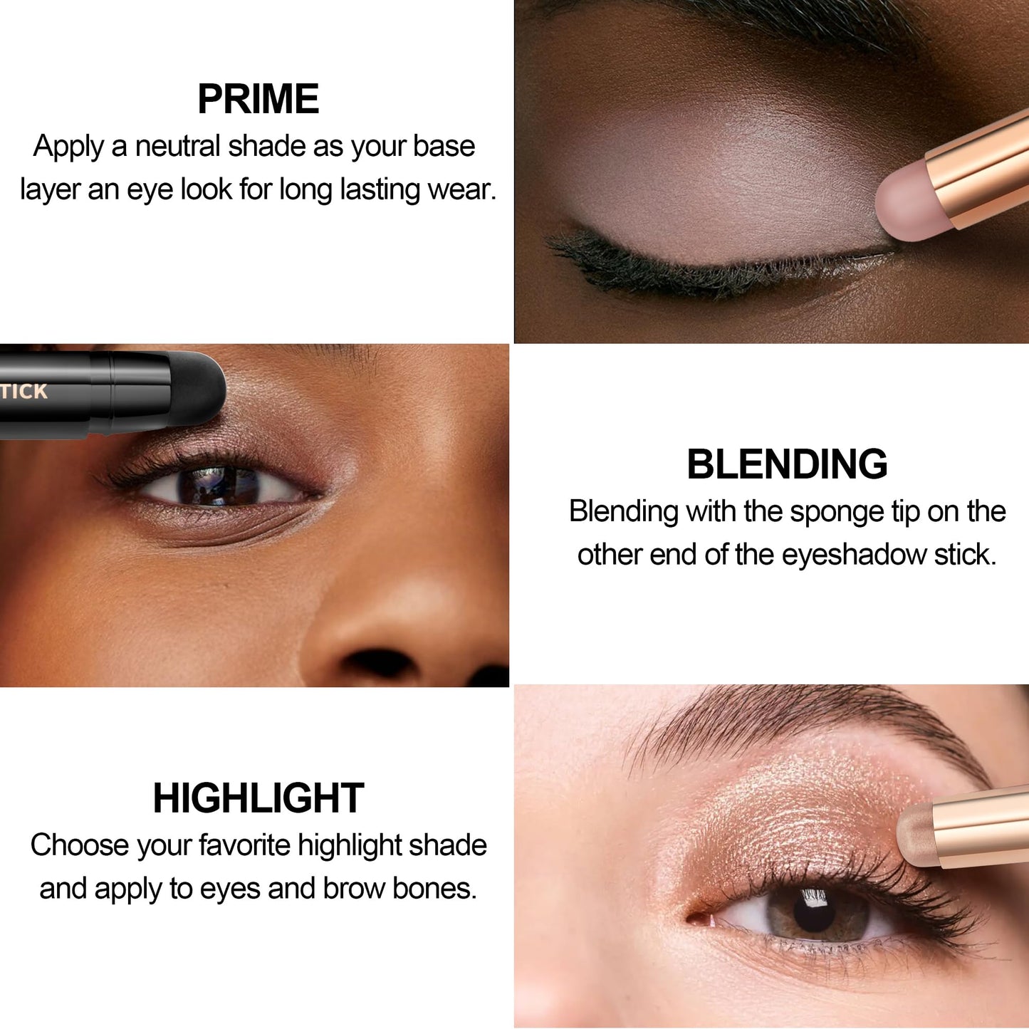 FV Long Lasting Cream Eyeshadow Stick, Waterproof & High Pigmented Eye Shadow Sticks Duo with Blending Brush, Crease-Proof & Natural Finish Eyeshadow Pencil, Rose Matte