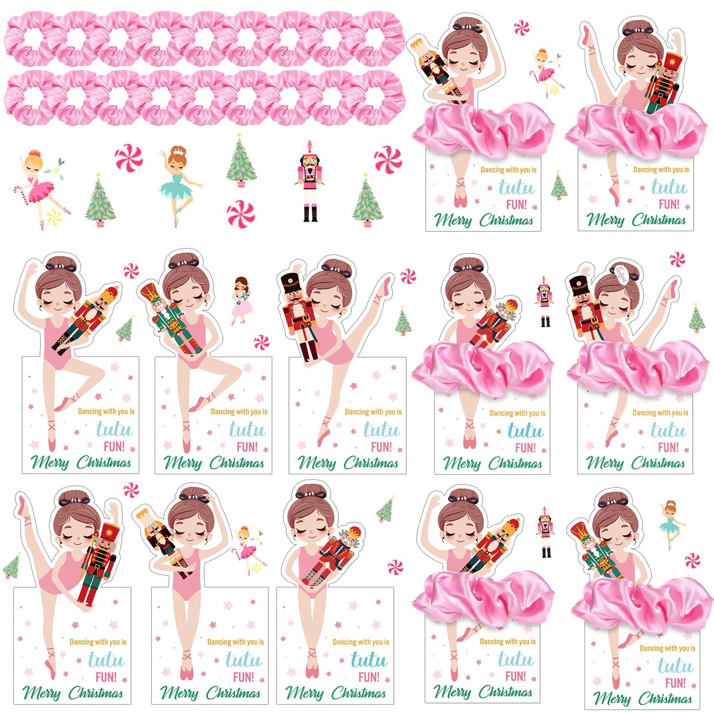 Maysing 36 Sets Nutcracker Ballet Scrunchie with Ballet Themed Thank You Cards Dance Recital Gifts for Christmas Stuffers Ballerina Birthday Party Decorations Supplies(Classic)