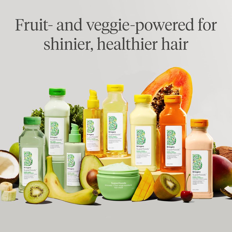 Briogeo Superfoods Avocado + Kiwi Mega Moisture Hair Mask | Protein-Free Deep Conditioning Treatment for Dry Hair| Silicone-Free | Vegan & Cruelty-Free | 8 fl oz
