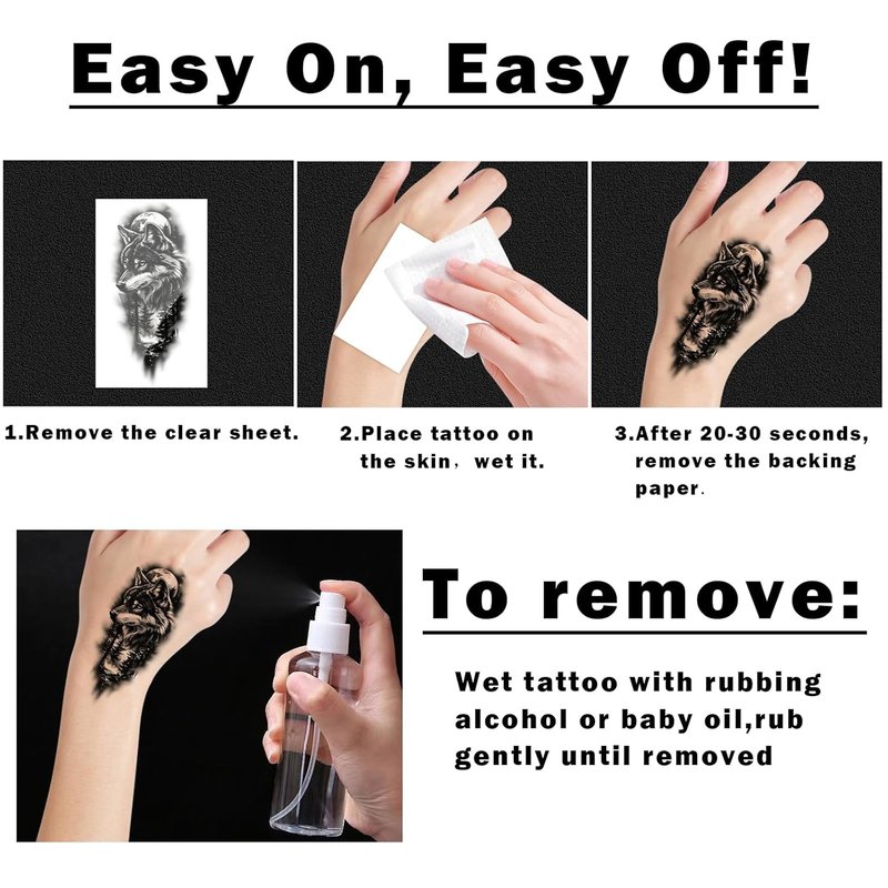 Temporary Tattoos for Adults & Kids - Realistic Animal Designs | 77 Sheets, Long-Lasting for Halloween & Parties