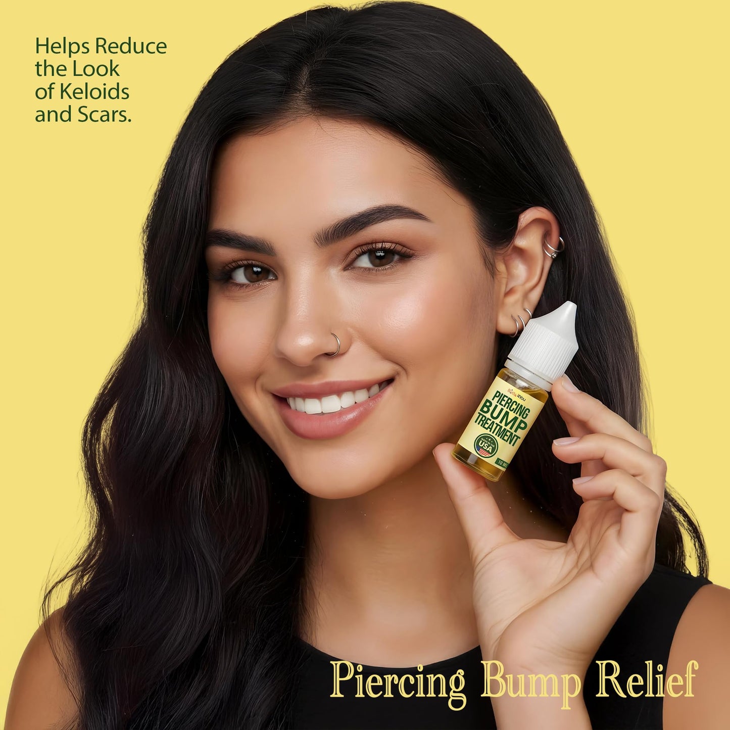 BodyJ4You Keloid Bump Removal Oil - Piercing Aftercare Shrinking Drops - Nose Ear Septum Belly Cartilage Scar Treatment Piercing Bump Solution - Tea Tree Jojoba Essential Oils Keloid Care (Pack of 4)