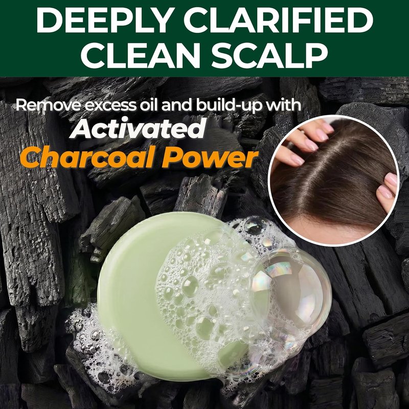 Charcoal & Black Bean Shampoo Bar - Volumizing Hair Care for Thinning Hair | Vegan Protein-Rich Formula (3.5oz)