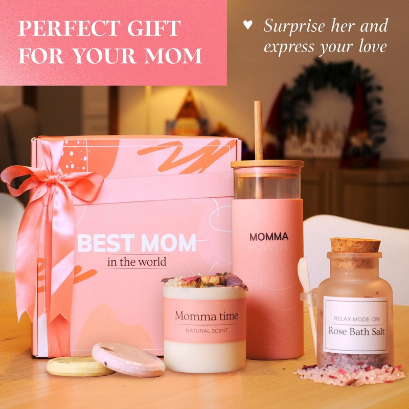 Luxvine Best Mom in the World Mothers Day Gifts Set - Gifts for Mom from Daughter Son Relaxing Gifts for Women Set – Gift for Any Occasion – Mom Birthday Gifts Box – Gift Box for Mother's Day