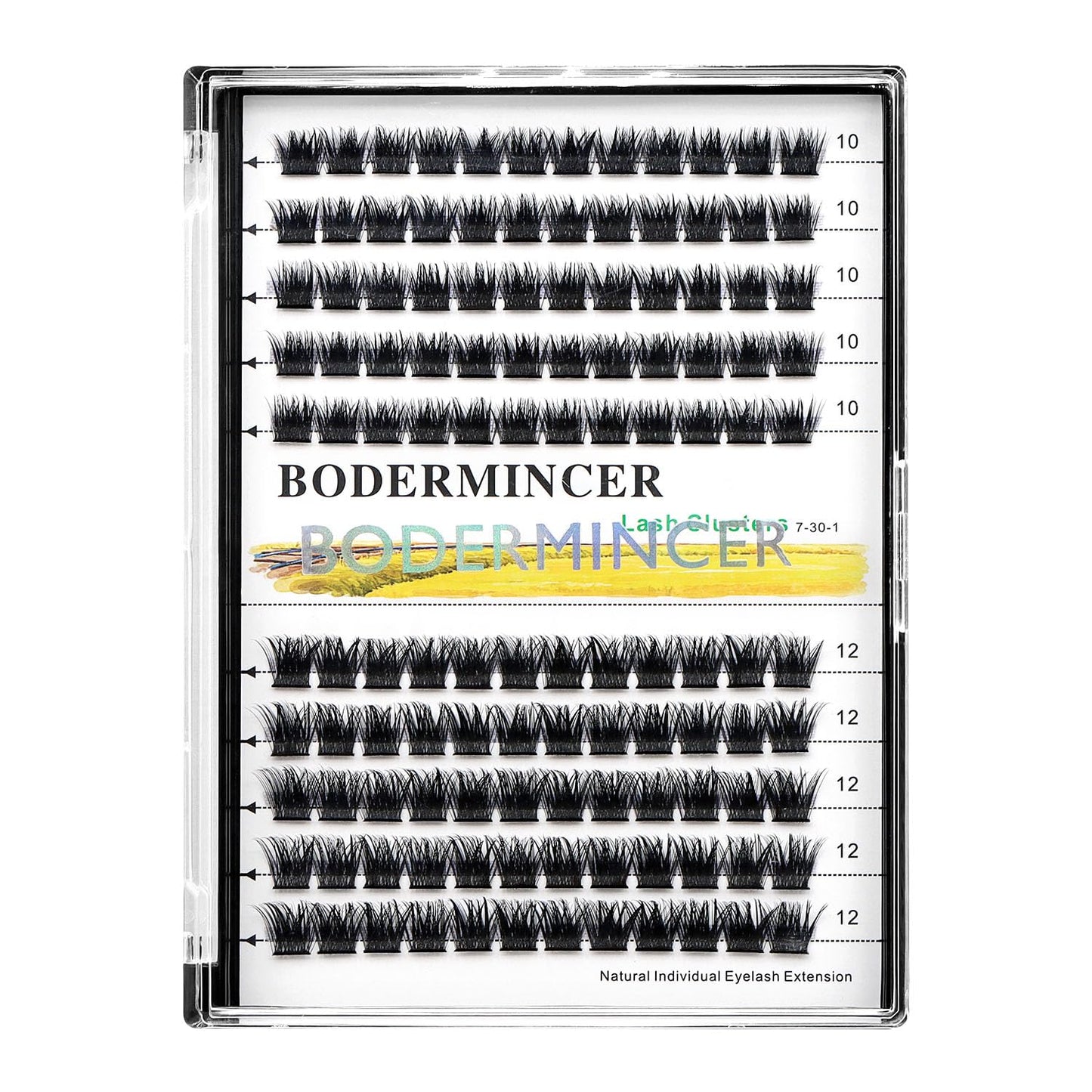Bodermincer 120 Clusters 10mm+12mm/12mm+14mm Mixed Lash Cluster False Eyelash Individual Cluster EyeLashes Grafting Fake False Eyelashes Eyelash Extension (M01-Black-10mm)