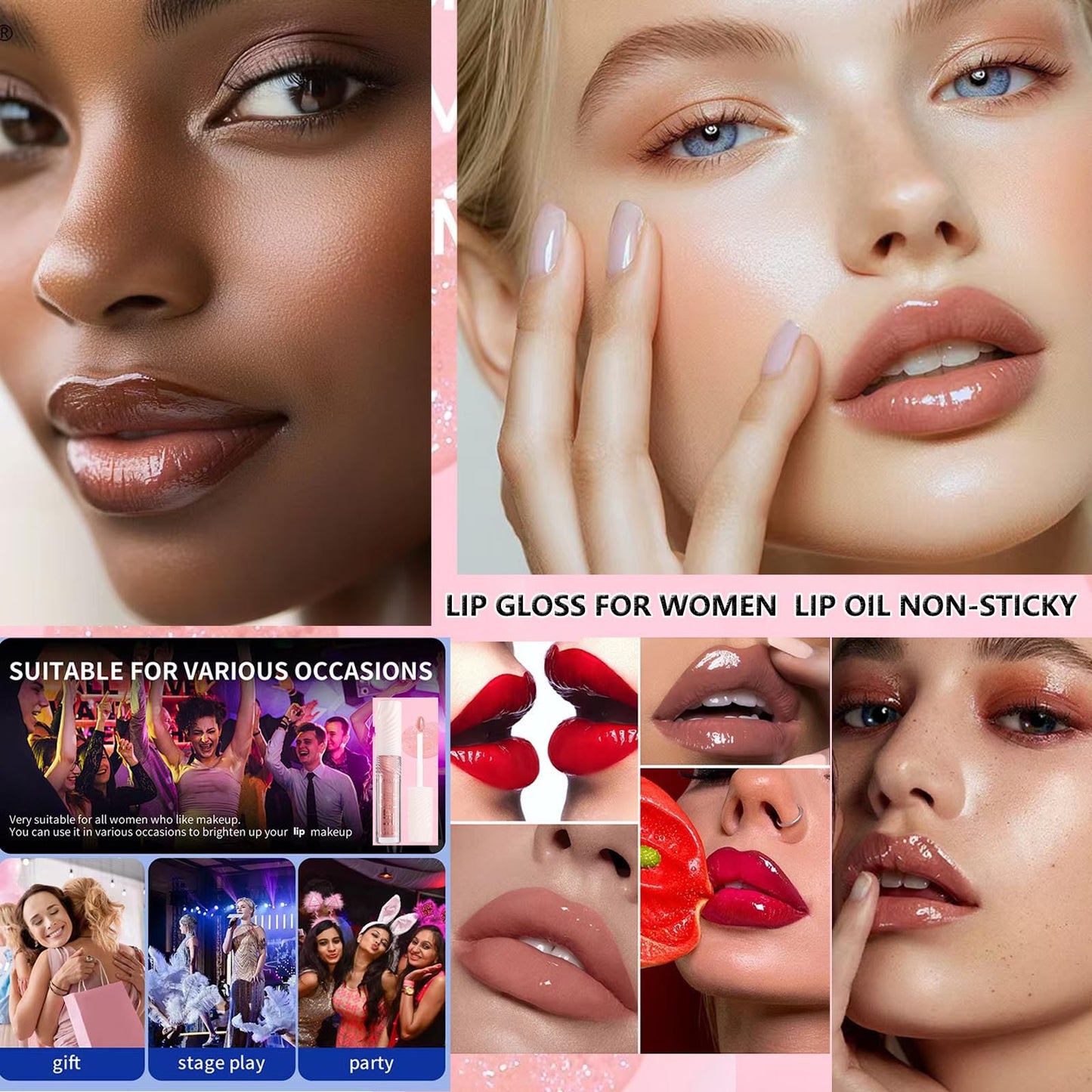 brown chocolate Lip GlossTinted Glitter Lipgloss Lip Oil Kids Teens Moisturizing Lipstick Lip Balm High Shine And Vegan Plumping Lip Gloss For Women Girls Long-Lasting Dry Lip Care lip pumper gloss 06