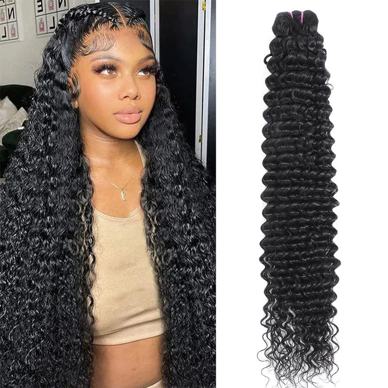 Tanday 15A Raw Human Hair Bundles Deep Wave Bundles Human Hair,Triple Lifespan Indian Virgin Hair,No Tangle Shedding,Multiple Washes Keep Texture Silky Soft (1 Bundle Natural Black, 20)