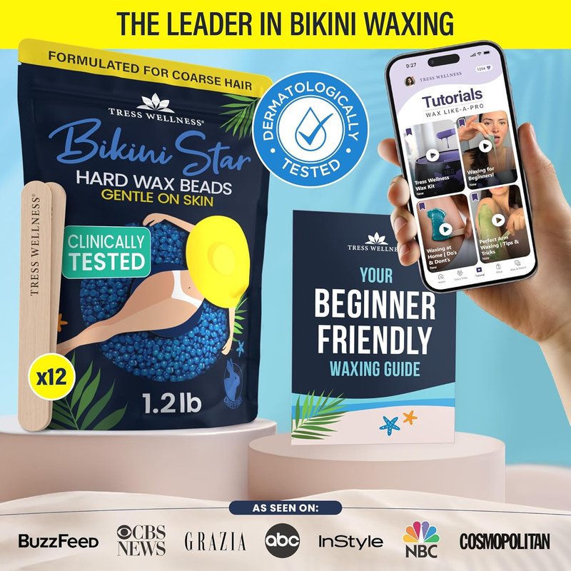 Tress Wellness Wax Beads - Safe At-Home Waxing Kit for Bikini, Brazilian & Full Body | 1.2lb