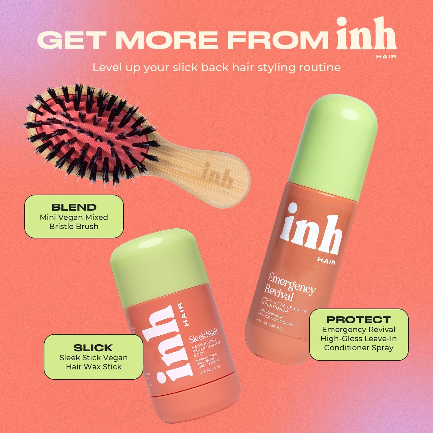 INH Hair Mascara for Flyaways | Quick Slick Hair Finishing Stick for Flyaways, Frizz Control, & Slick Back Look | Non Greasy & Non Comedogenic Smoothing Serum & Frizz Tamer Wand | Peach Tart, 18ml