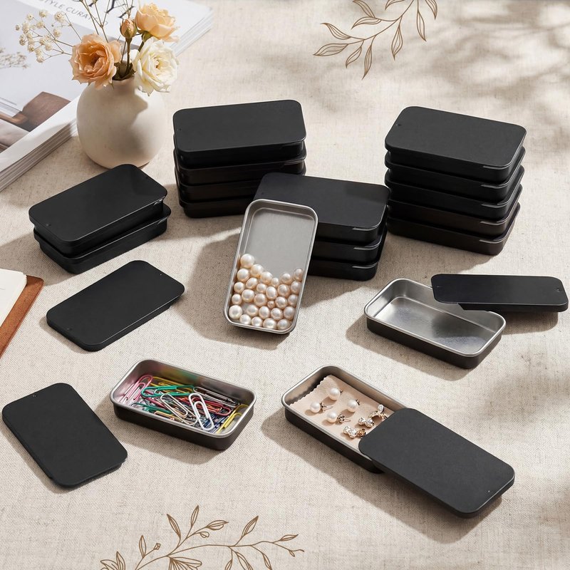 Norme 80 Pcs Rose Gold Slide Top Small Tins Containers Rectangular Cosmetics Metal Boxes Small Lip Balm Containers Metal Tins with Lids for Lip Balm Jewelry Crafts Pills,3.15 x 1.38 x 0.43"