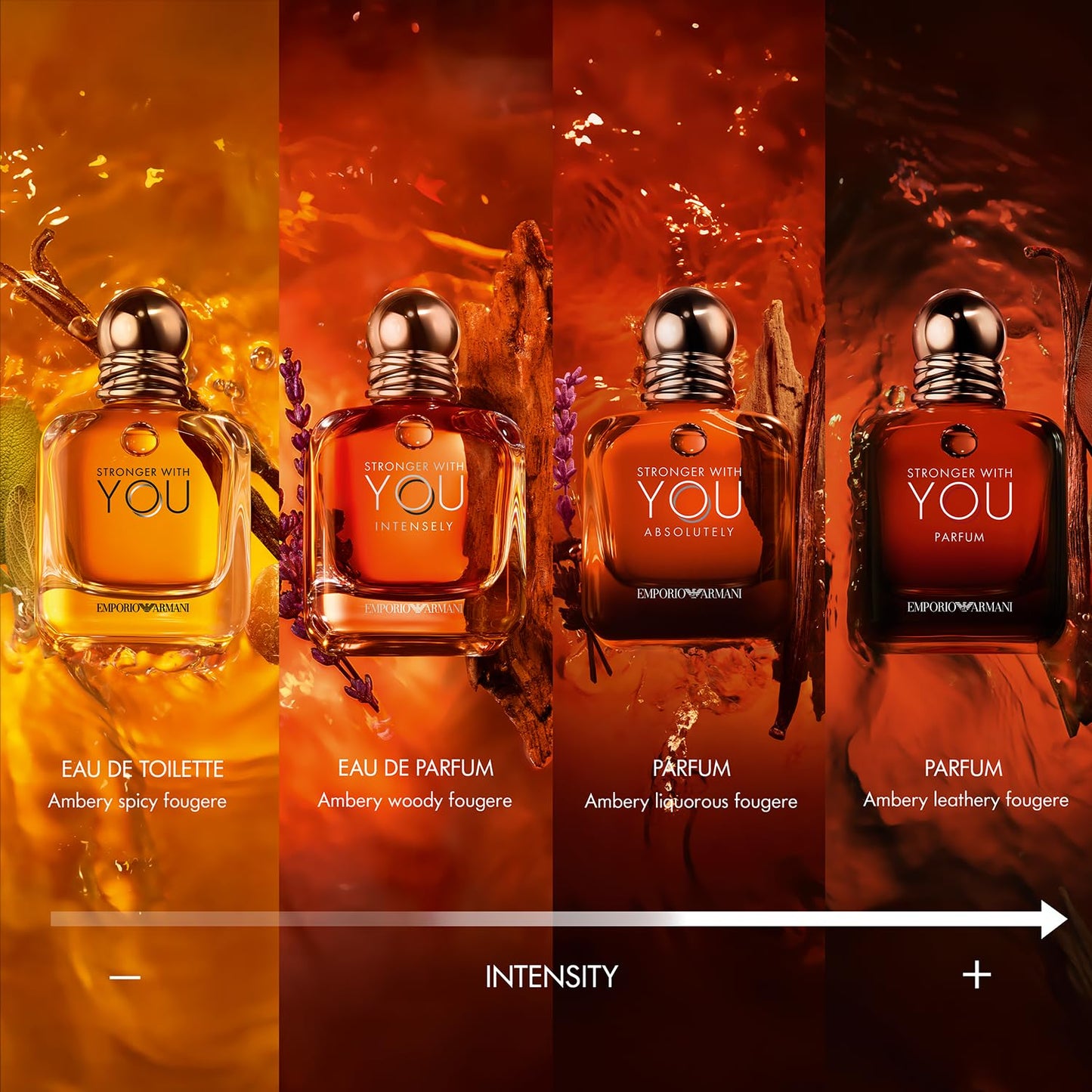 Armani Beauty- Stronger With You - Mens Cologne Discovery Trio Set ($95 Value) - With Eau de Parfum, Intense, & Parfum - 0.5 Fl Oz Each