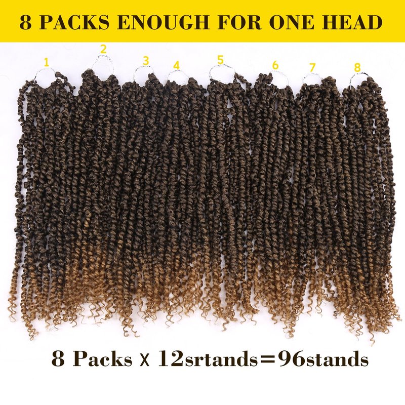 Passion Twist Hair - 18 Inch Passion Twist Crochet Hair For Women 8 Packs Crochet Pretwisted Curly Hair Passion Twists Synthetic Braiding Hair Extensions (18inch (pack of 8), T27)