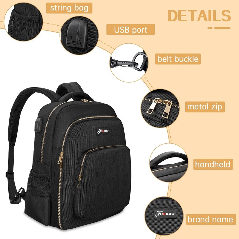 Barber Supplies Bag - Portable Clipper Backpack with USB Port | Black & Gold