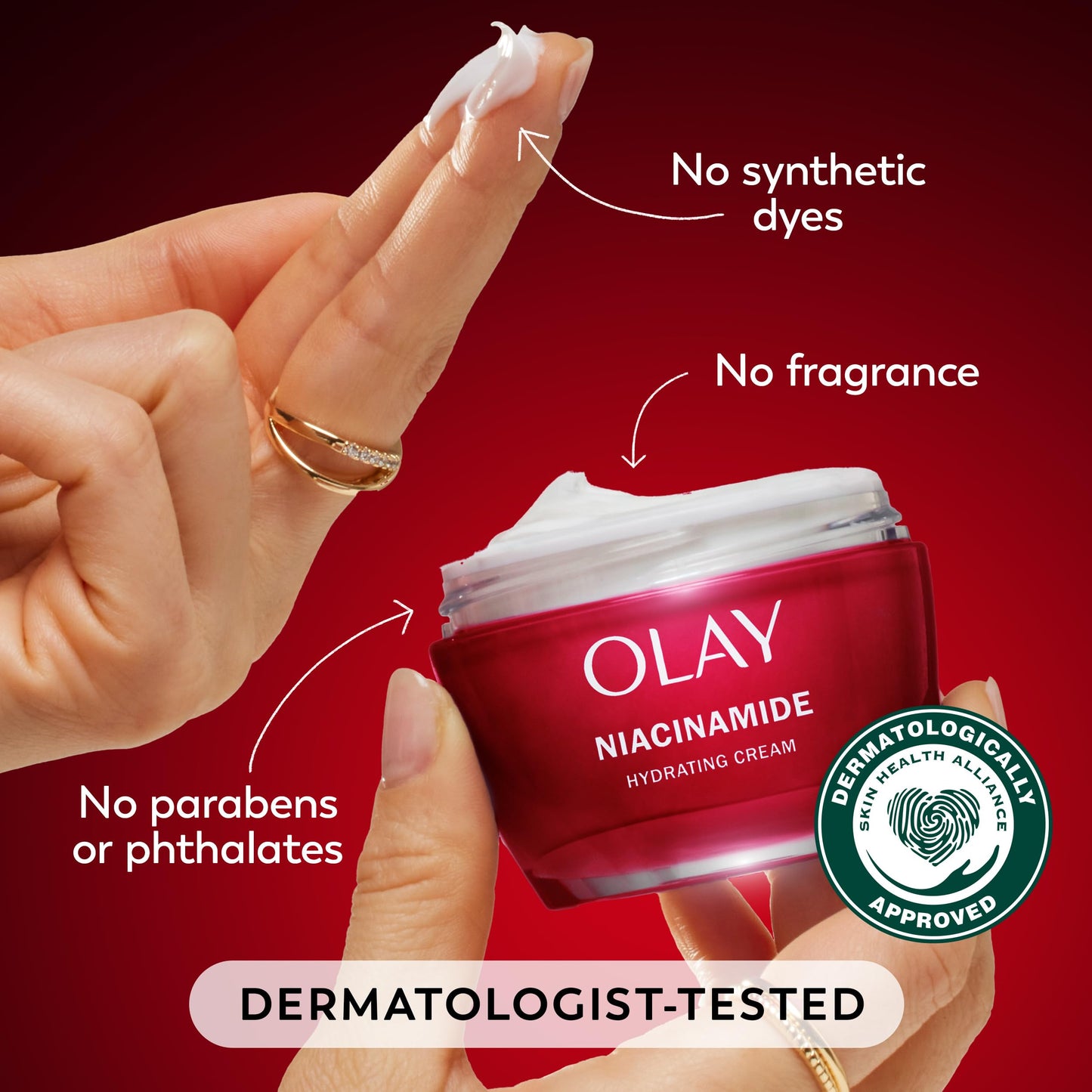 Olay Niacinamide Face Moisturizer, Firming Cream for Women, Non-Greasy - Anti-Wrinkle, Anti-Aging, Hydrating, Renewing, Stronger Skin Barrier, Smooths - Peptides, 1.7 Oz