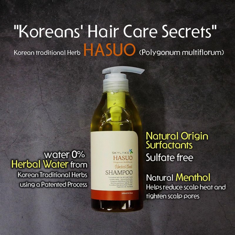 sappom Skylake Hasuo Herbal Cool Shampoo with Fallopia Multiflora and Peppermint – Refreshing, Cleansing, and Cooling for the Hair – Unisex Herbal Formula
