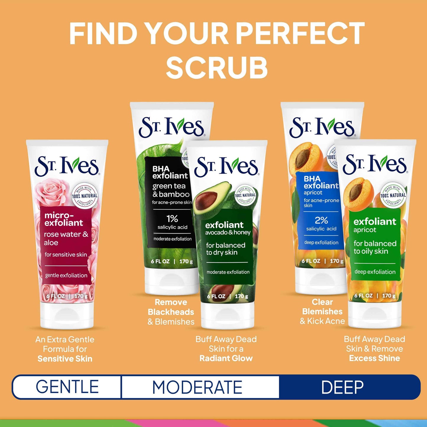 St. Ives Acne Control Apricot Face Scrub, Deep Exfoliator Skin Care, Prevents Acne for Radiant Skin, Salicylic Acid Acne Treatment Facial Scrub, Made with 100% Natural Exfoliants, 6 oz, 4 Pack