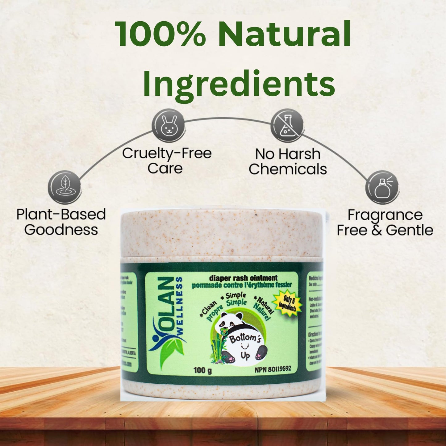 Bottoms Up Diaper Rash Ointment by Olan Wellness – Thick Zinc Oxide Barrier Cream, Melts on Contact, Helps Soothe & Protect Sensitive Skin, Baby Balm for Newborns & Toddlers