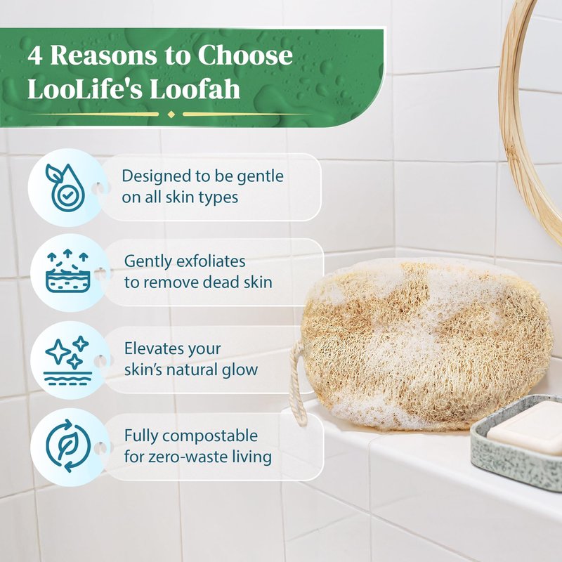Natural Loofah Exfoliating Sponge (4 Pack) - Organic Loofah for Body - Biodegradable Shower Luffa - Natural Bath Sponges Loufa - Estropajos para el Cuerpo