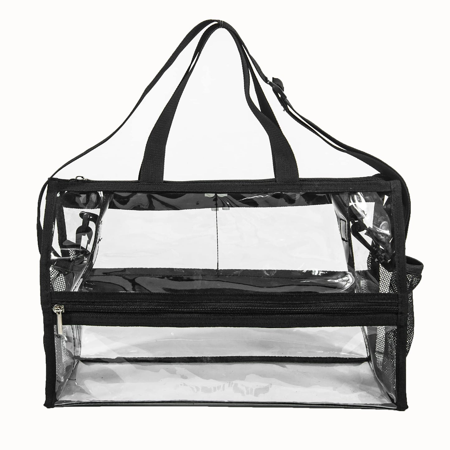 Jula Vance Game Changer Travel Actor Kit Clear Vinyl PVC Cosmetic Makeup MUA Kits Organizer Bag Stadium Approved Clear Tote Gym Work Bag with Adjustable Strap for Home,Work,Concerts, Sports Events
