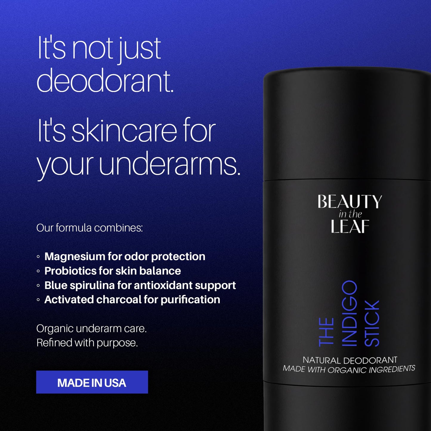 Natural Organic Deodorant for Women & Men | The Indigo Stick | Made in USA