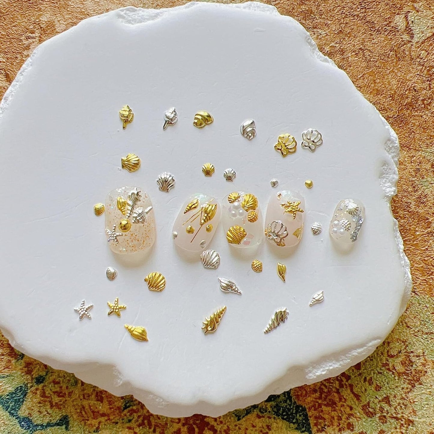 Nail Art Metal Studs - 500pcs Shell & Starfish Shapes for Creative Designs | Mixed Sea Series