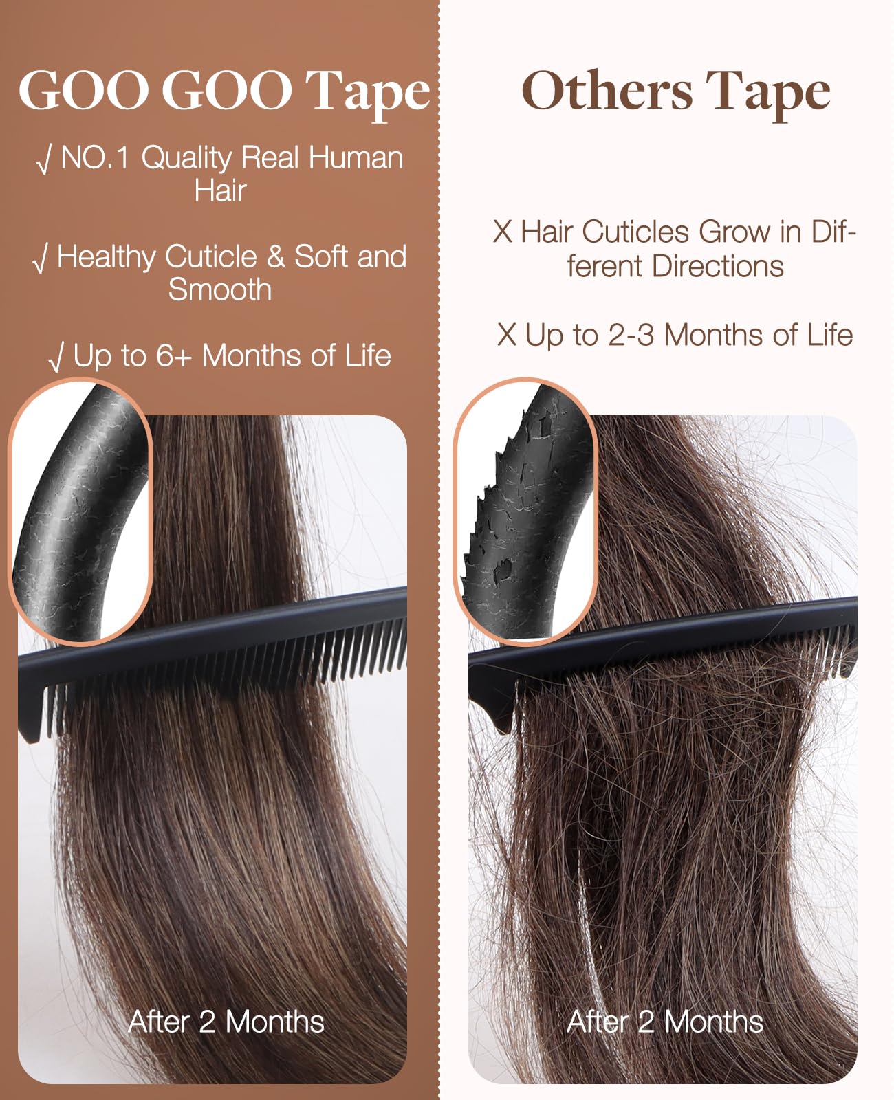 GOO GOO Invisi Edge Tape in Hair Extensions Human Hair, 2 Dark Brown, 10pcs 20inch 30g, Virgin Remy Hair, Seamless Injected Tape, Natural Look