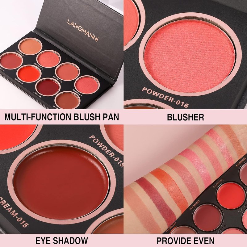 Blush Makeup Palette - 8 Color Matte & Shimmer Blush and Highlighter Set | Mineral Contour Makeup