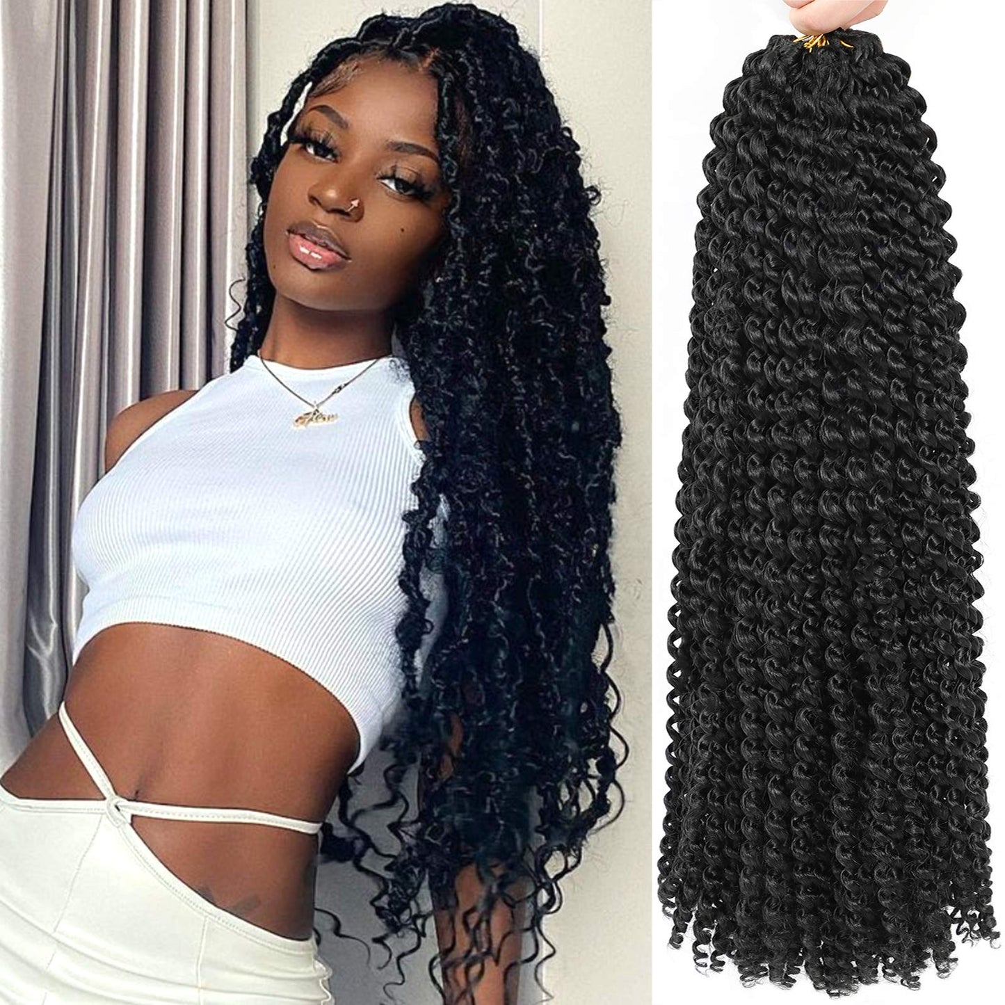 Alrence Passion Twist Hair 24 Inch 8 Packs Long Water Wave Crochet Hair