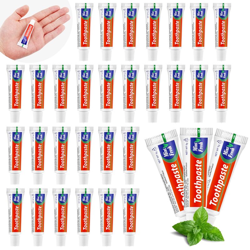 HOFASON 200 Tubes Bulk Travel Size Toothpaste 0.18 oz, Extra Small 2.28x0.78 inches Disposable Travel Size Bulk Mini Toothpaste Peppermint for Bad Breath, Guests, Homeless, Hotel, Charity Toiletries