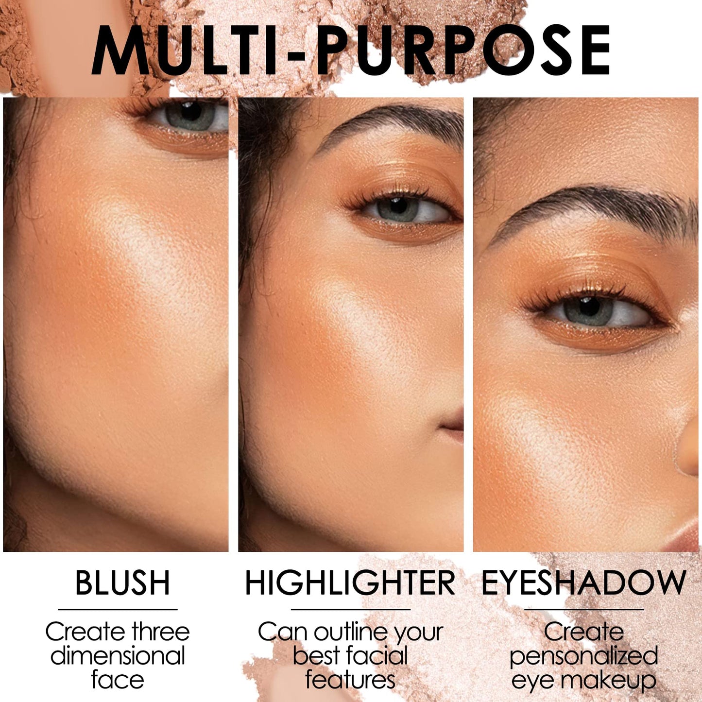 FOCALLURE Blush and Highlighter Palette,3 in 1 Makeup Powder Palette,Cruelty-Free Matte Blush,Shimmer Illuminator Highlighters for a Glowing Look