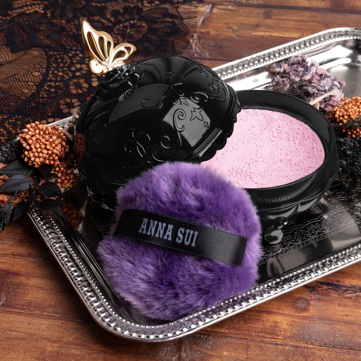 ANNA SUI Loose Face Powder - Refill Only - Blurring effect and Brightening, Covering of Large Pores - Flowless Soft Focus Finish - 200 - Purple - 0.59 oz