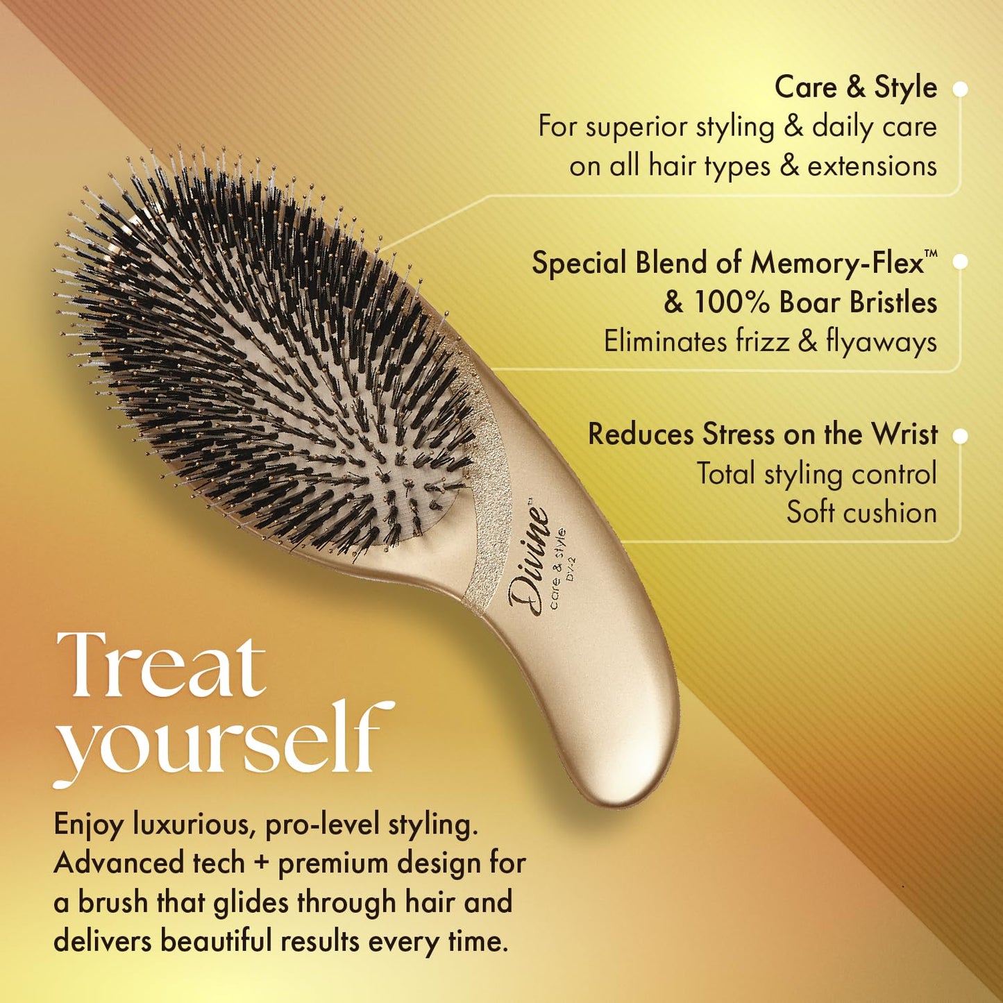 Olivia Garden Divine Paddle Brush for Women and Men - Professional Hair Brush for Thick and Fine Hair - Ideal for Straight, Wavy, and Curly Hair - Ergonomic Design