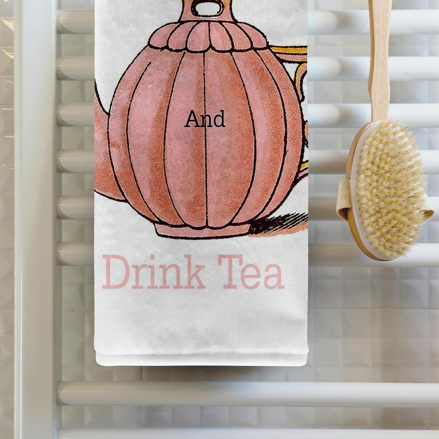3D Rose TWL_238658_1 Image of Keep Calm & Drink Tea with Vintage Teapot Towel, 15" x 22"