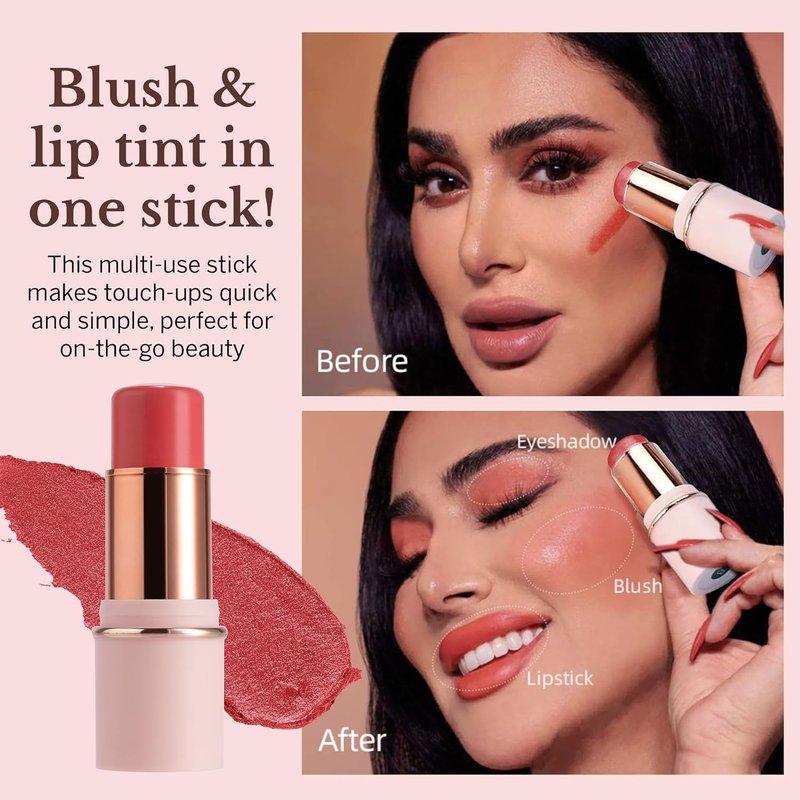 Blush Stick for Cheeks & Lips - Cream Multistick Makeup | Easy Blend, Nourishing Ingredients, Misty Rose
