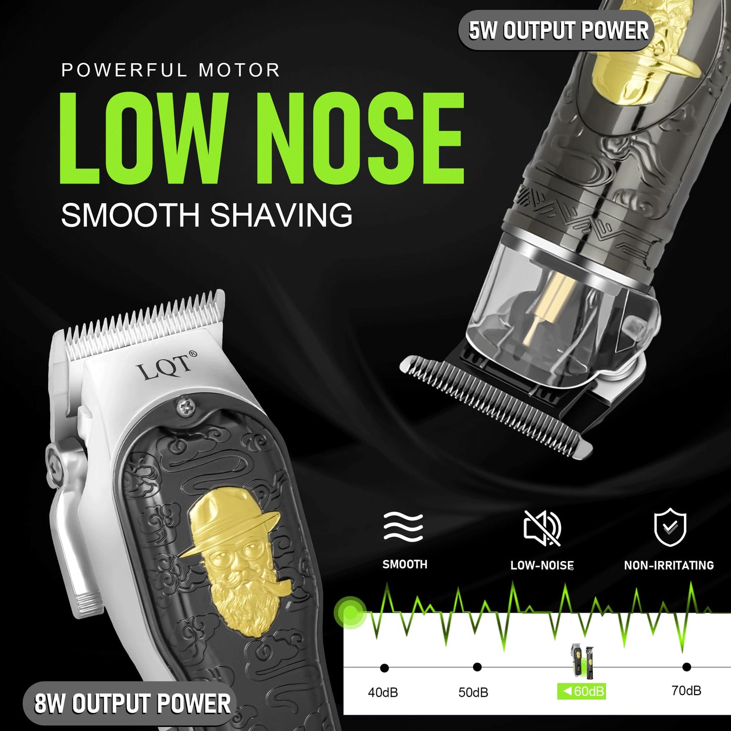LQT Professional Hair Clippers for Men, Cordless Beard Trimmer Set, Barber-Grade Grooming Kit with USB Fast Charging, Lightweight & Low Noise for Home Use, Gift for Dad