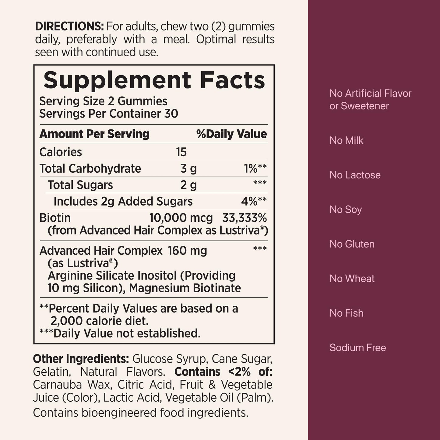 Nature's Bounty Hair Growth Gummies for Supporting Thicker, Fuller Hair with Biotin, Silicon & Arginine, Peach Mango Flavor – Gluten Free, Contains No Lactose, Sodium or Fish, 60 Count/30 Servings