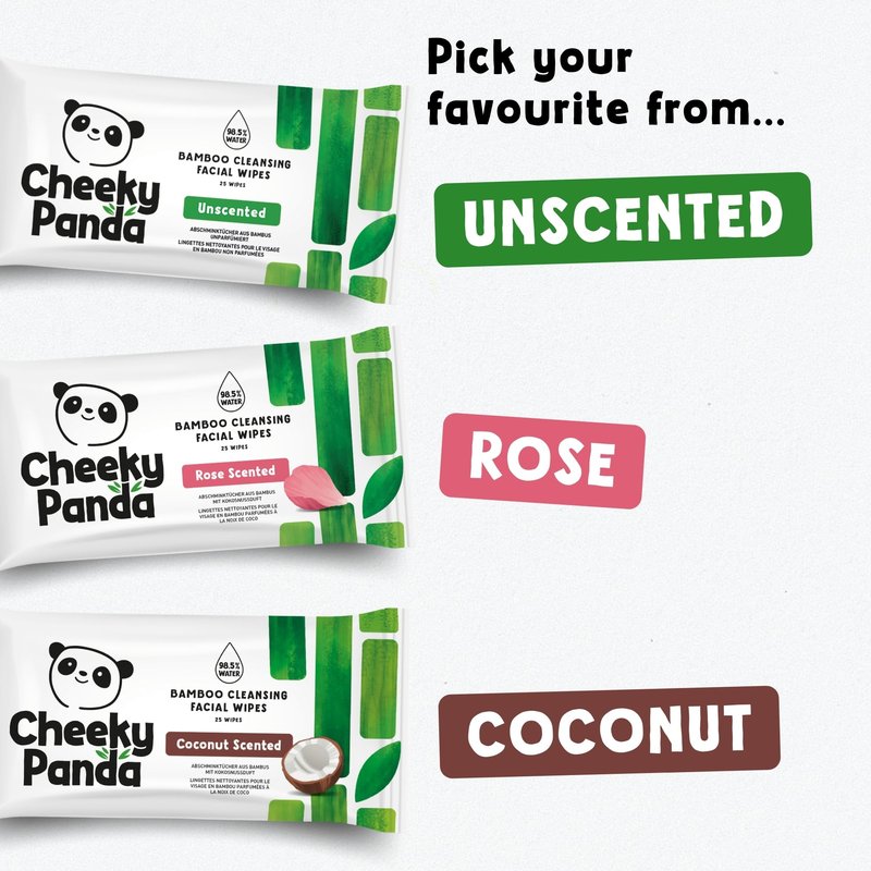 The Cheeky Panda Face Wipes | Rose Scented Biodegradable Makeup Remover Wipes | Pack of 25 Wet Wipes