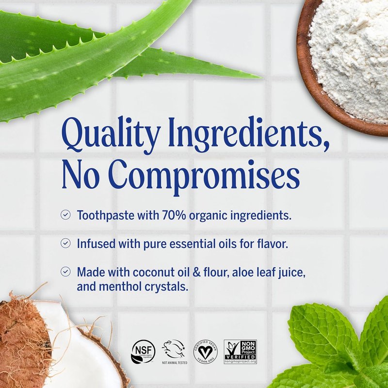 Dr. Bronner’s All-One Toothpaste Variety Pack - Peppermint & Spearmint | 70% Organic, Fluoride-Free, Vegan (5oz, 4-Pack)