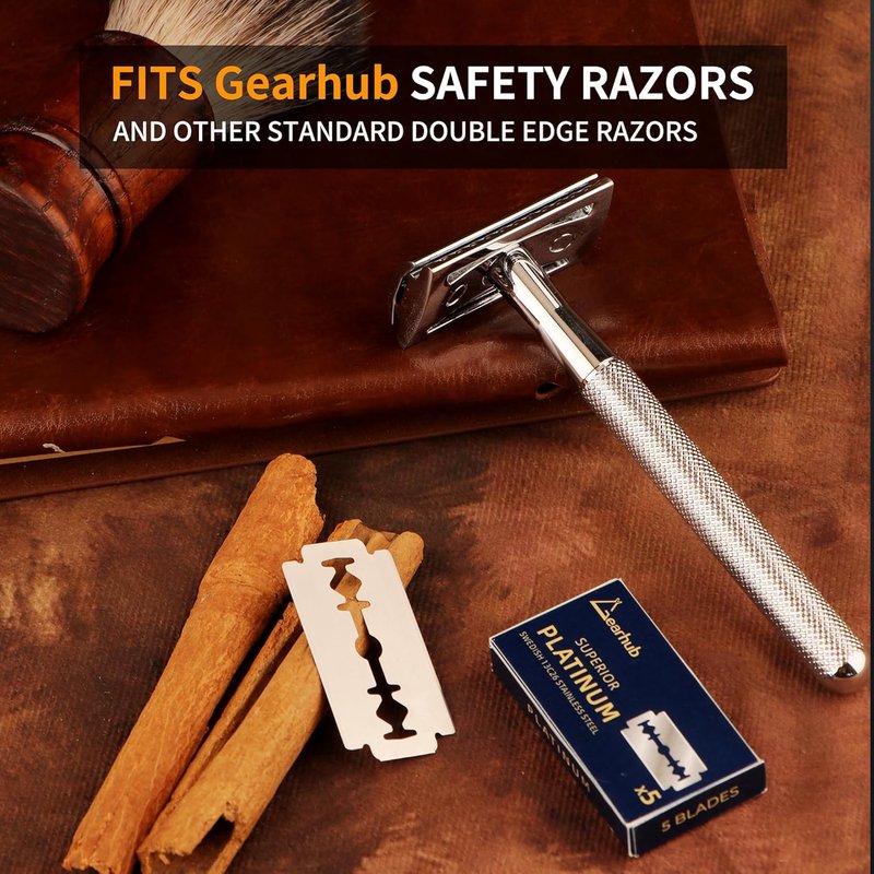 Gearhub Double Edge Safety Razor Blades - 200 Count Swedish Stainless Steel Refills | Mild to Medium Sharpness for Smooth Shaves