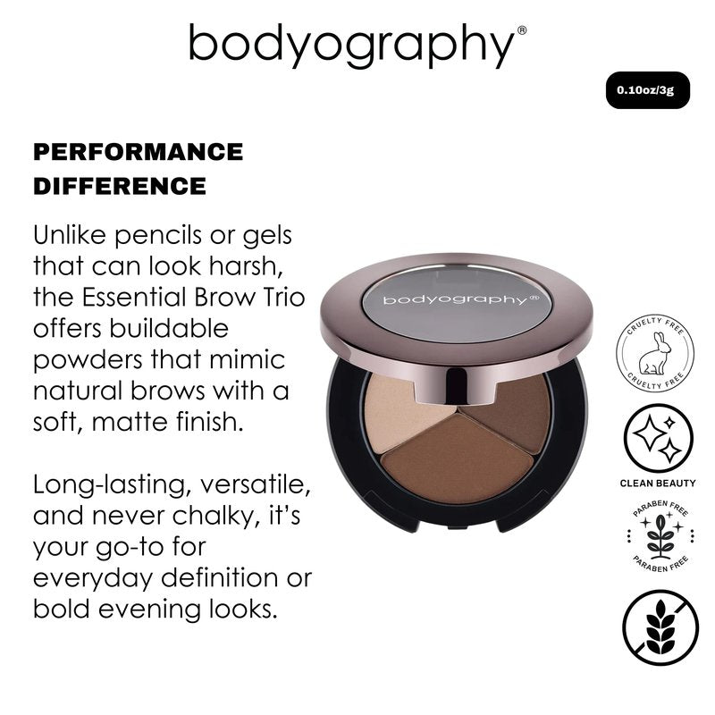 Eyebrow Powder Trio – 3-Shade Brow Palette for Defining, Filling & Shaping Brows | Blendable, Long-Lasting Brow Powder Kit for Natural to Bold Looks