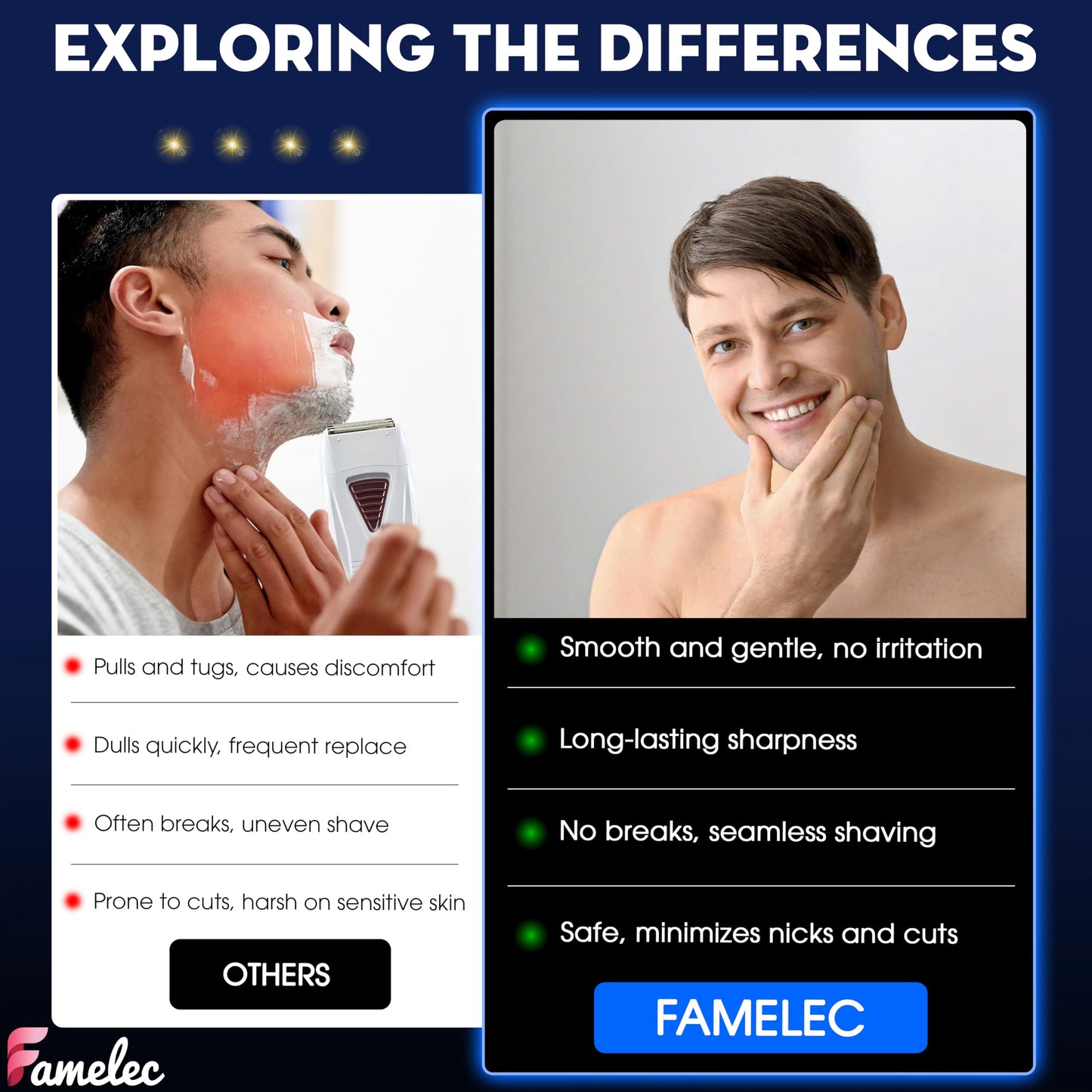 FAMELEC Pro Foil and Cutters for Andis Foil Shaver Models TS1 17150 17235 17220 TS2 17200, Razor Blades & Gold Foil Shaver Blades Compatible with Andis Shaver Foil Replacement #17155 17160 17280