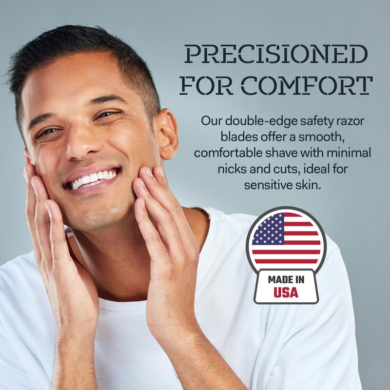 Made in USA Double Edge Razor Blades (50-Pack) – Stainless Steel, Smooth & Sharp | Fits All DE Safety Razors | Battle Brothers