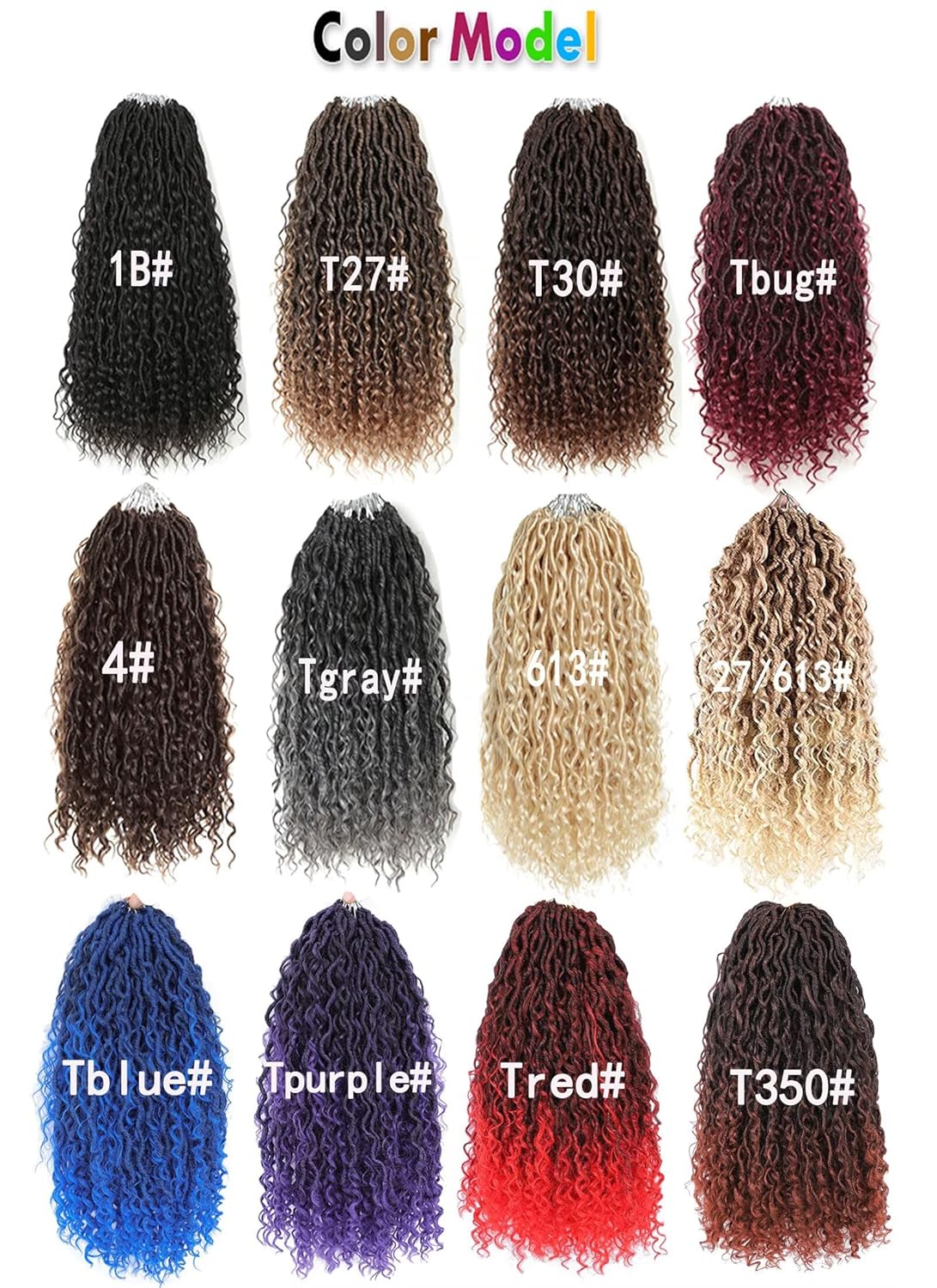 Goddess Locs Crochet Hair - 18 Inch Ombre Brown Faux Locs with Curly Ends | 8 Packs Synthetic Hair Extensions