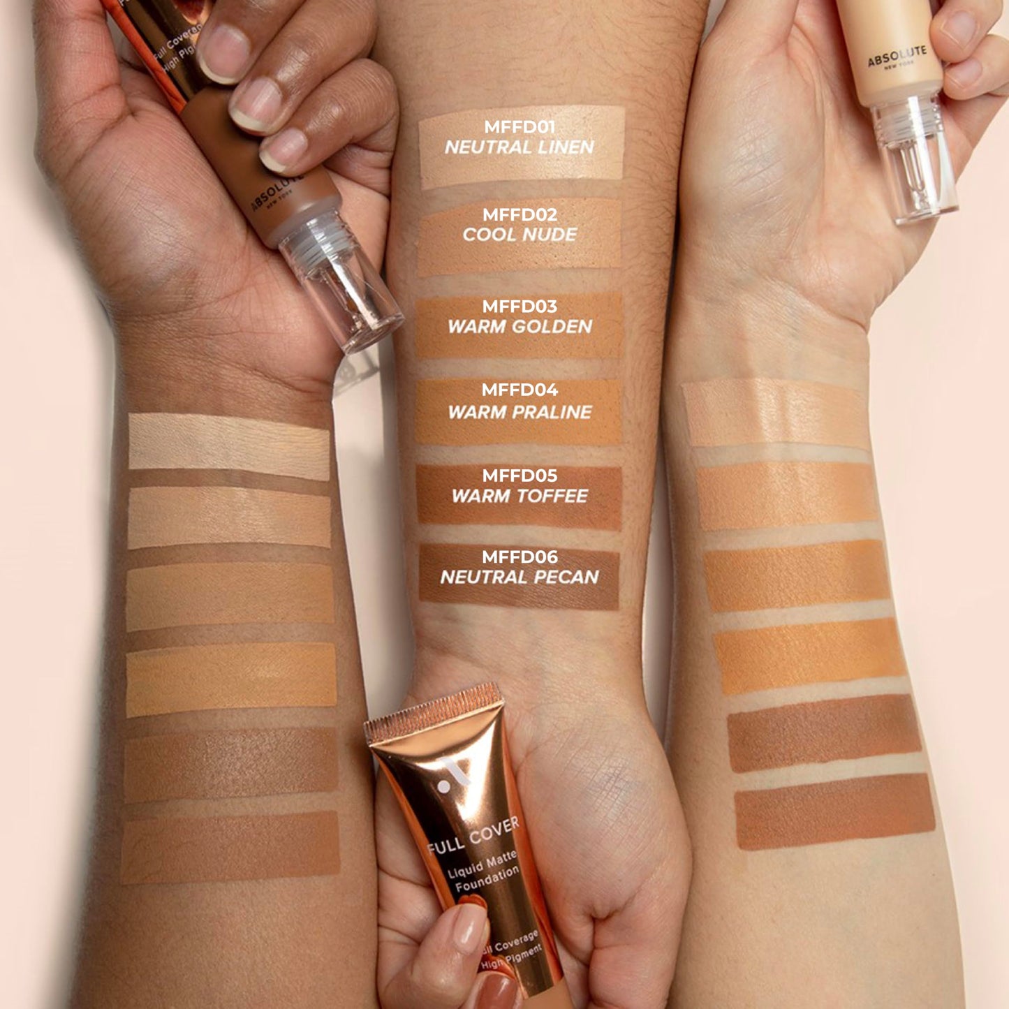 Absolute New York MFFD05 Full Cover Liquid Matte Foundation; Creamy Oil Free Formula with Dropper Tip; Natural Matte Finish