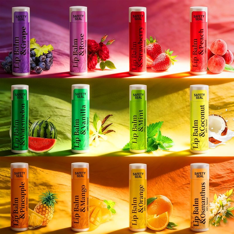 RBUGR 168 Pcs Lip Balm Bulk - All Organic Natural Moisturizing Gift Set for Women, 12-Flavored Bulk for Dry Cracked Lips (4.2g/0.15oz)
