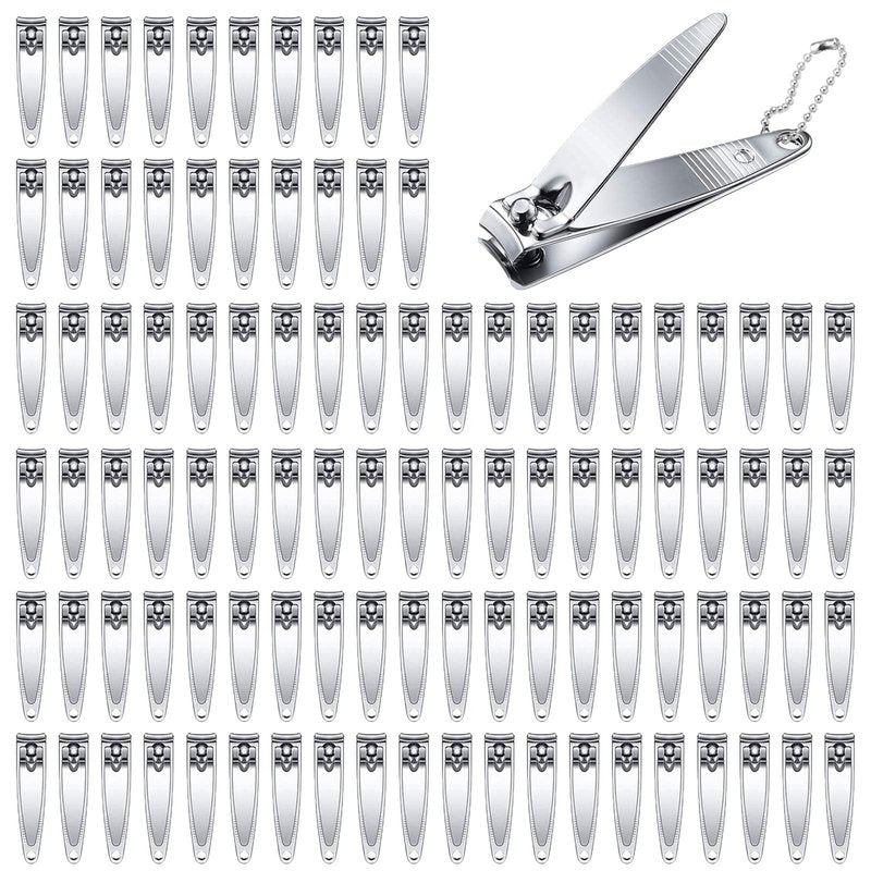 Haploon Nail Clippers Bulk 120 Pcs Nail Cutters Bulk Nail Clippers with Chain Stainless Steel, Nail Clipper Cutter Set for Men Women with Keychain